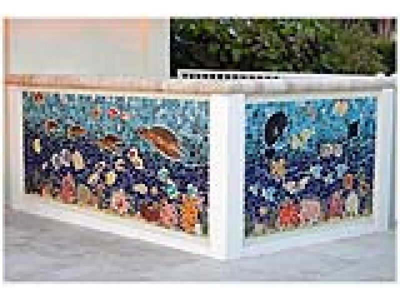 Tropical coral reef mosaic ceramic tiles